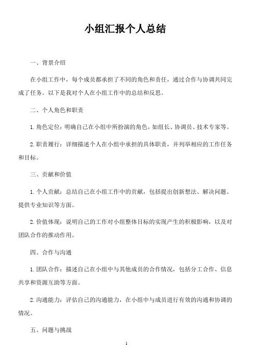 小组汇报个人总结