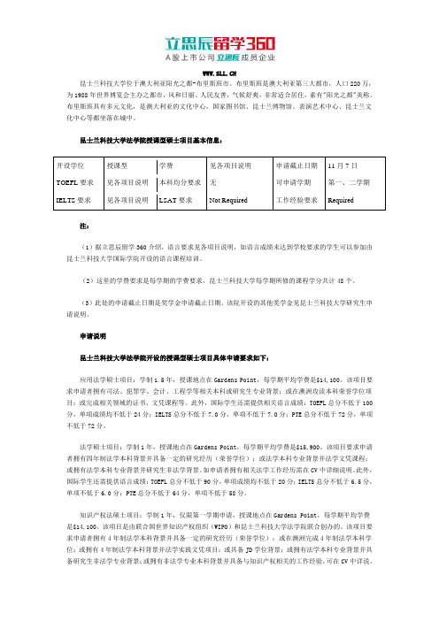 昆士兰科技大学法学院授课型硕士项目