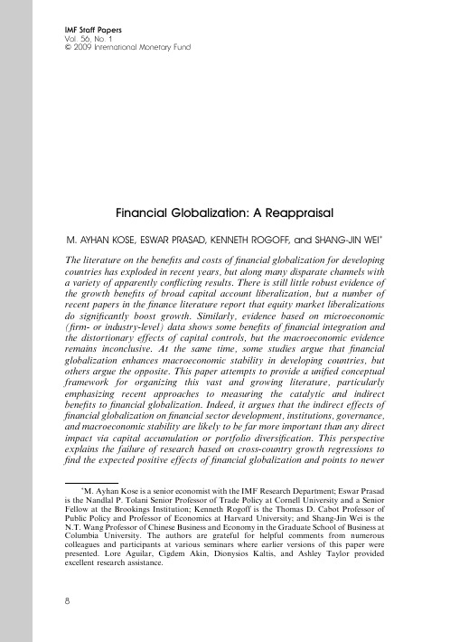 Financial Globalization_A Reappraisal