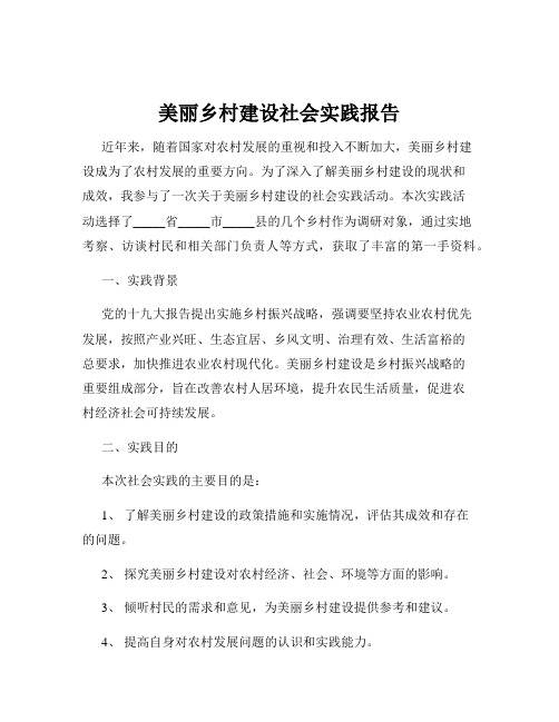 美丽乡村建设社会实践报告