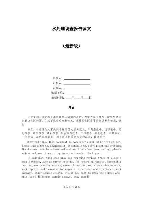 水处理调查报告范文