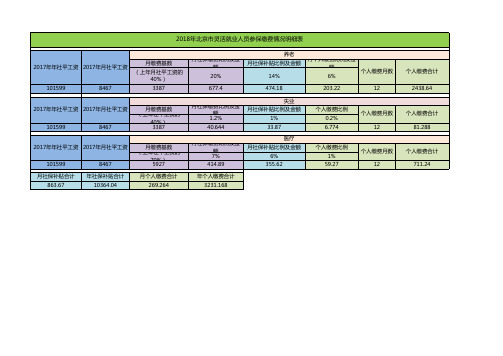 2018年北京市灵活就业人员参保缴费情况明细表