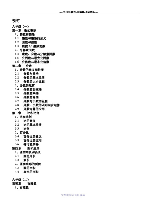 上海初中数学教材目录