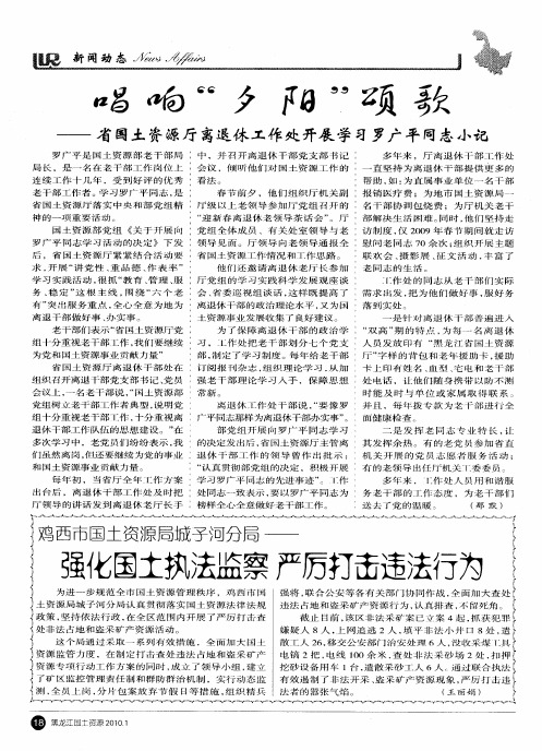 鸡西市国土资源局城子河分局——强化国土执法监察严厉打击违法行为