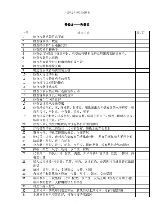 三查四定对照表