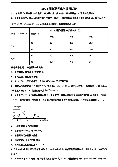 河北省衡水市2021年高考化学质量跟踪监视试题