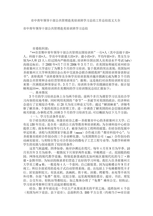 市中青年领导干部公共管理赴美培训班学习总结工作总结范文大全