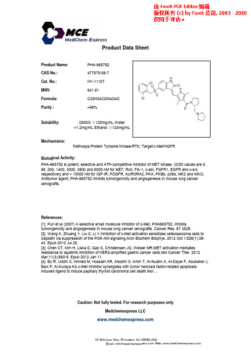 PHA-665752_477575-56-7_DataSheet_MedChemExpress