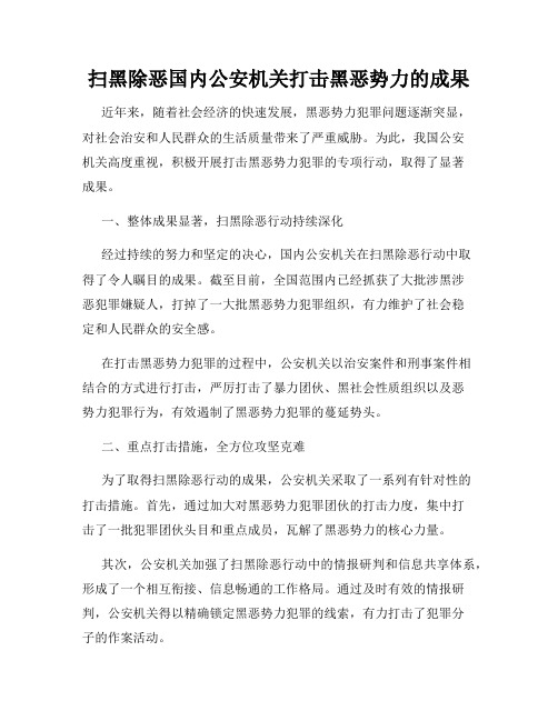 扫黑除恶国内公安机关打击黑恶势力的成果