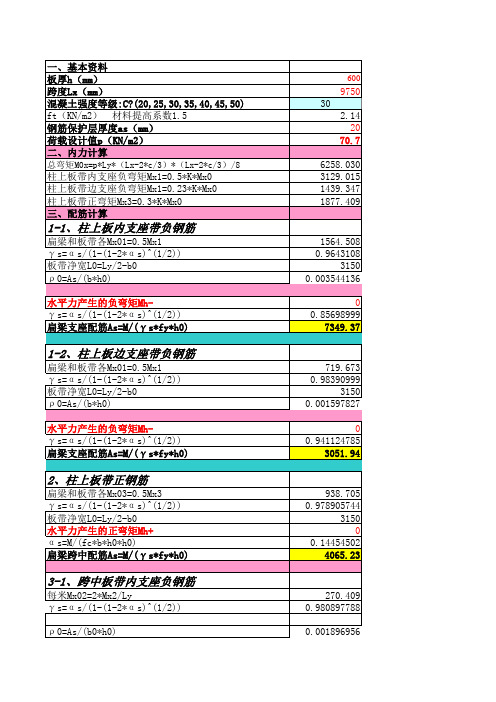 人防空腹无梁楼板计算(边跨加水平力精)