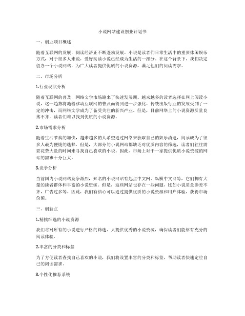 小说网站建设创业计划书