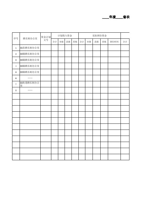 路长及专管员资金情况统计表(农村公路路长制推行资金明细表)