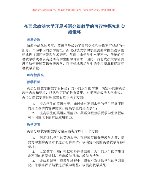 在西北政法大学开展英语分级教学的可行性探究和实施策略