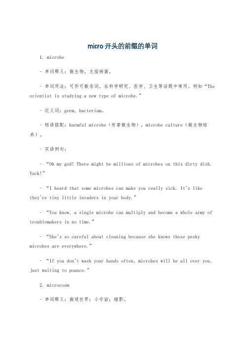 micro开头的前缀的单词