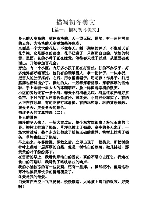 描写初冬美文