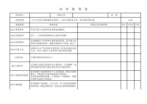 计量内审检查表