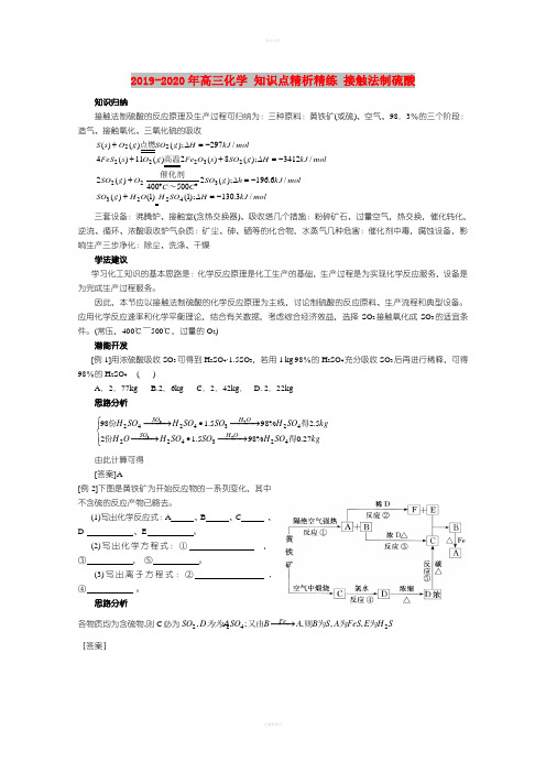 2019-2020年高三化学 知识点精析精练 接触法制硫酸