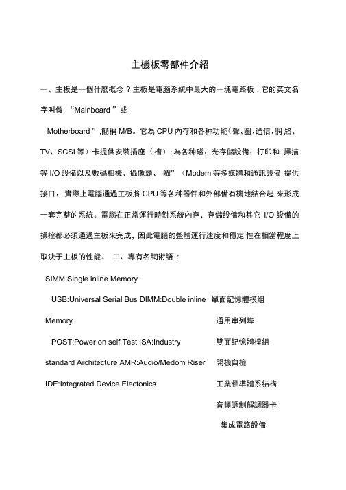 主机板零部件介绍