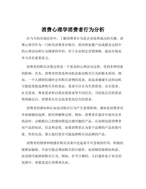 消费心理学消费者行为分析