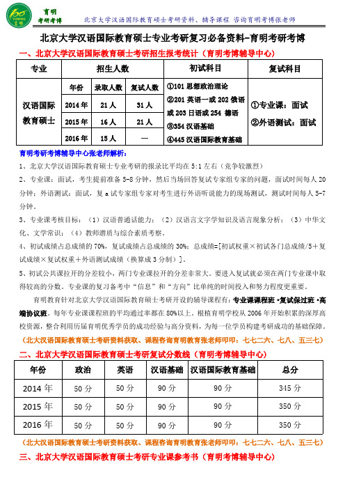 2017年北京大学汉语国际教育硕士考研真题考试资料考试内容分析