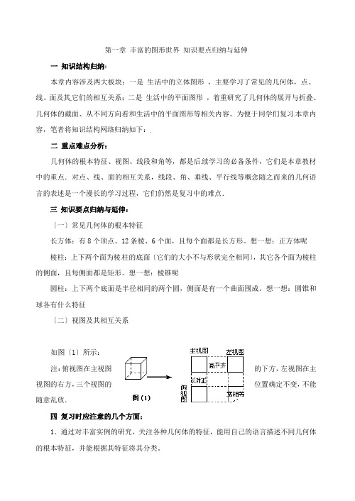 数学第一章丰富的图形世界复习教案(北师大版七年级上)