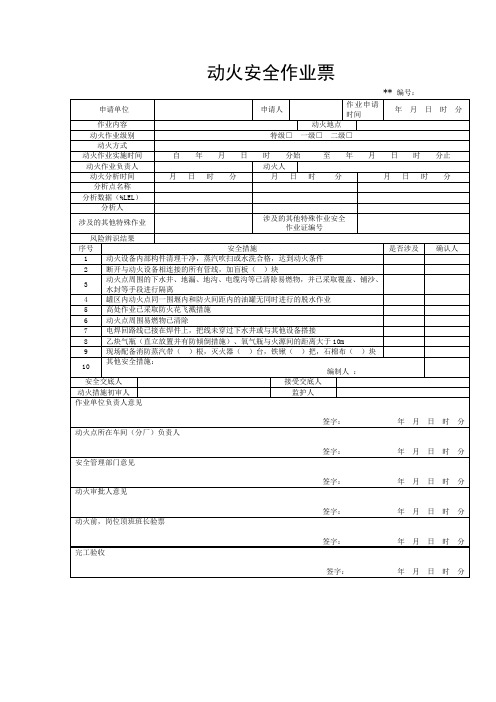 动火安全作业票(证)应急管理部官网发布