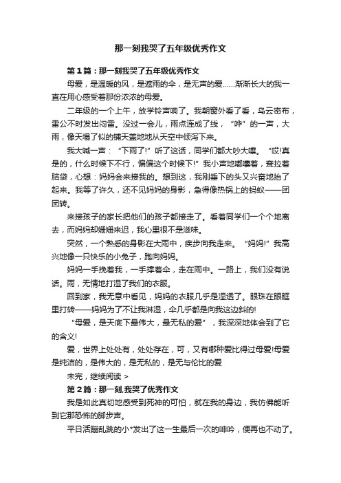 那一刻我哭了五年级优秀作文