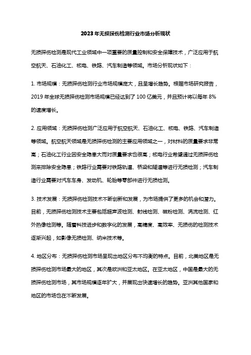 2023年无损探伤检测行业市场分析现状