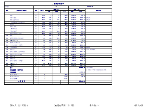 门头工程预算报价书 