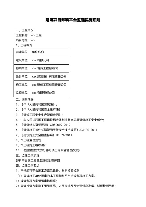 建筑项目卸料平台监理实施细则