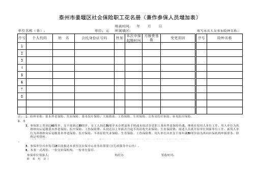 参加社会保险人员增加表新