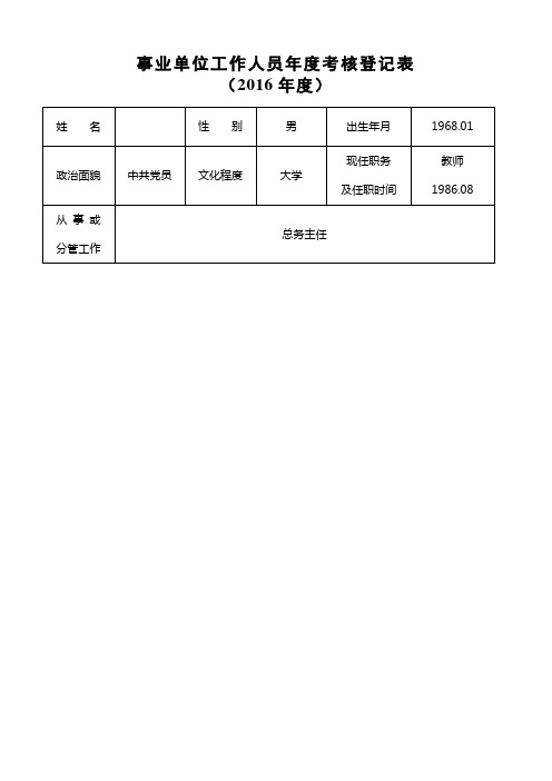 2016事业单位工作人员年度考核登记表