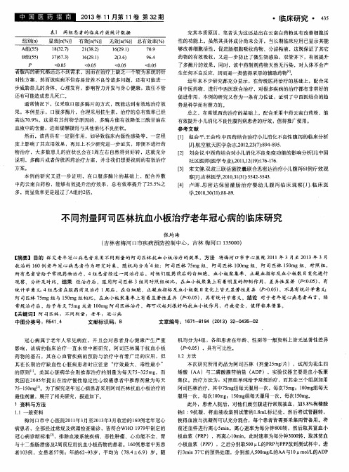 不同剂量阿司匹林抗血小板治疗老年冠心病的临床研究