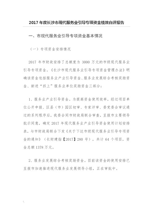 现代服务业引导专项资金绩效自评报告