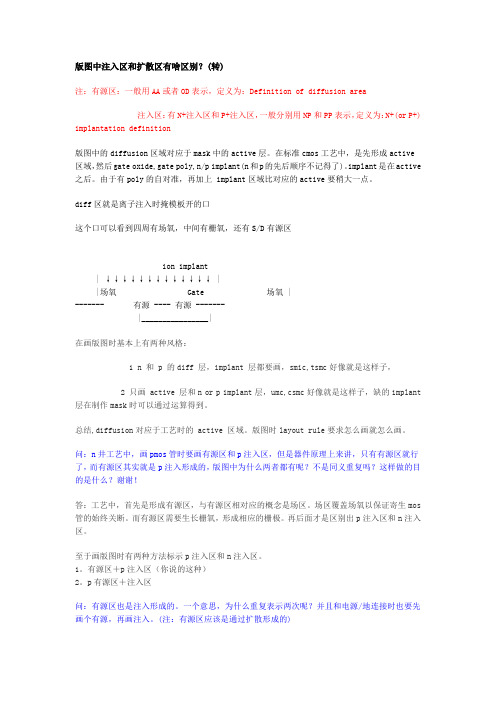 版图中注入区和扩散区有啥区别