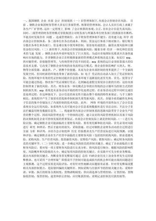 钢铁企业集团内部会计控制与风险防范