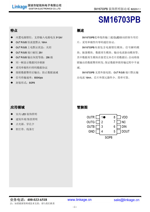 明微SM16703PB低压幻彩灯带灯条恒流驱动芯片产品说明书(1)