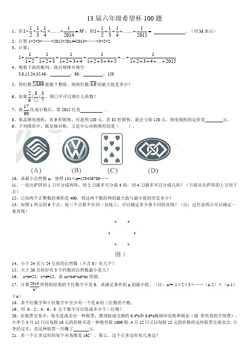 13届六年级希望杯100题
