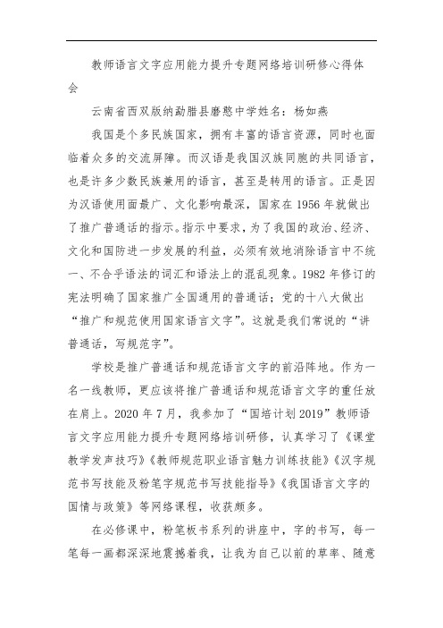 教师语言文字应用能力提升总结参考范文之八一三