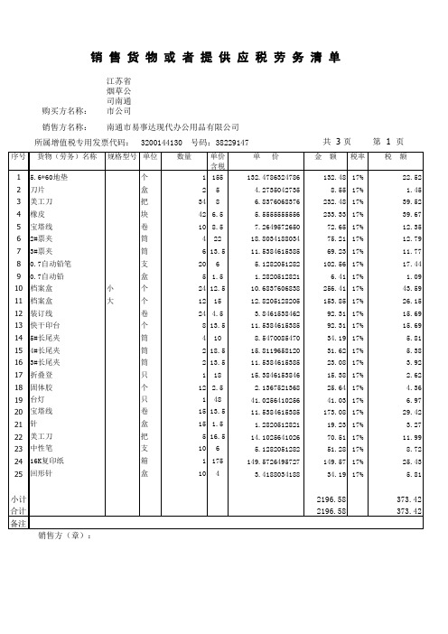 增值税发票清单 