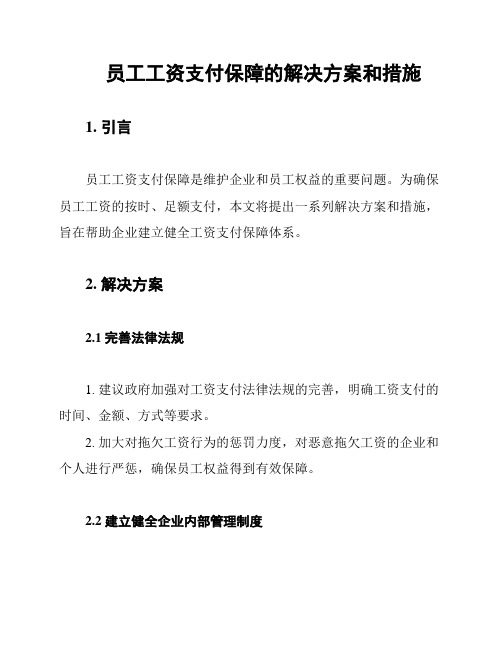 员工工资支付保障的解决方案和措施