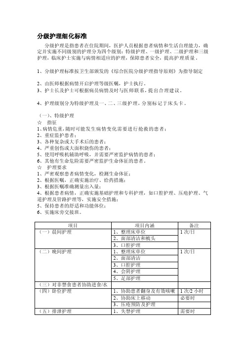 [新版]分级护理细化标准