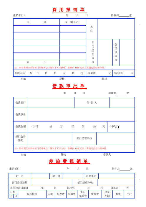 费用报销单-表格