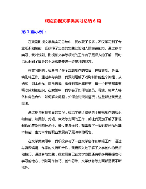 戏剧影视文学类实习总结6篇