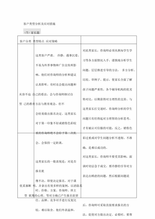 辅导机构家长类型分析及应对措施.doc