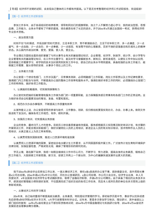 经济师工作述职报告