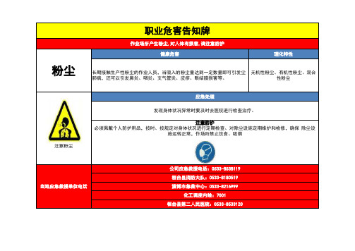 职业危害告知牌