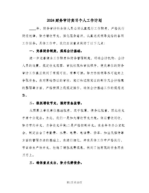 2024财务审计实习个人工作计划(4篇)