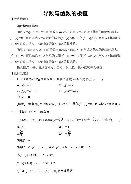 高考数学题源探究——导数与函数的极值