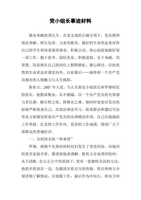 党小组长事迹材料